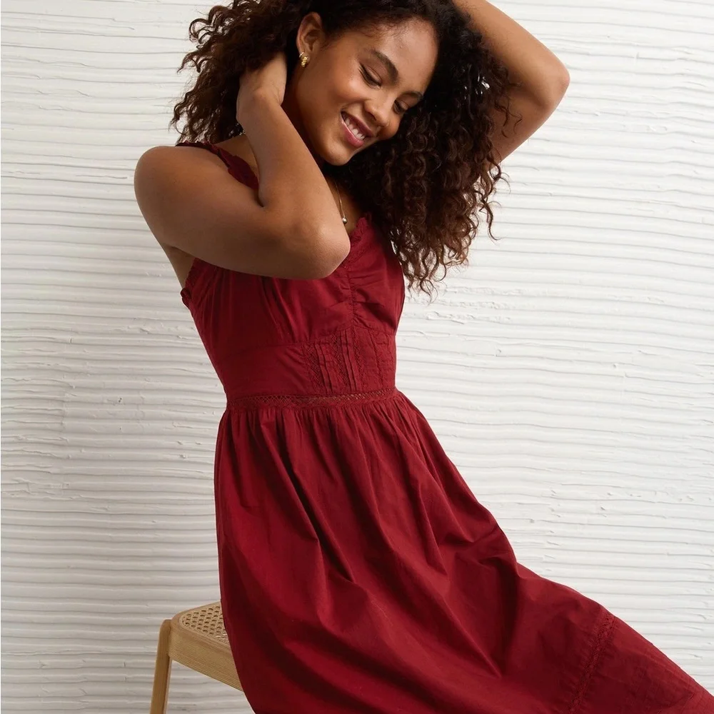 NWT American Eagle Catie Corset Midi Dress - Antique Rose - Picture 3 of 11